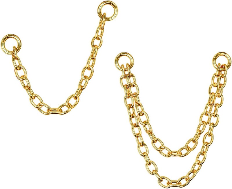 Goenjoy 2Pcs 14K Gold Plated Earrings Connector Chains Set for Women, Convertible Dangle Chain for Double Piercings 50mm (Style A) - Image 1